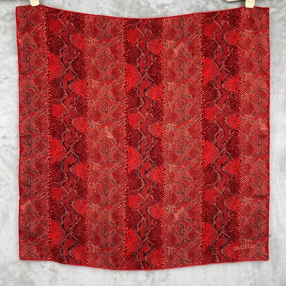 Burberry London Red Snake Print Silk Twill 26.5 Inch Scarf Spellout Logo Italy - Picture 1 of 12
